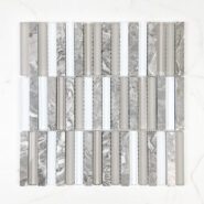 15 x 95mm VENETIAN GREY MARBLE GLASS MOSAIC