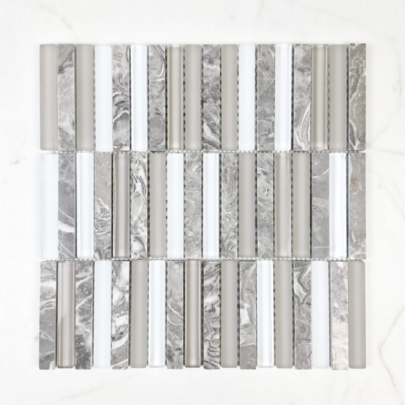 15 x 95mm VENETIAN GREY MARBLE GLASS MOSAIC