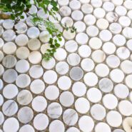 Artemis Calacatta Gold Honed Penny Mosaic