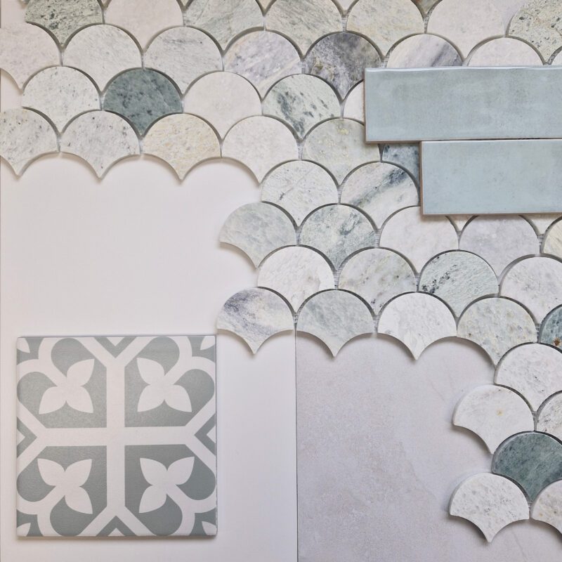 Aura Ming Green Fan Fishscale Mosaic