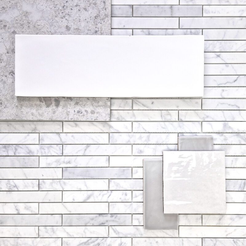 Aura Carrara Brick Honed Marble Mosaic
