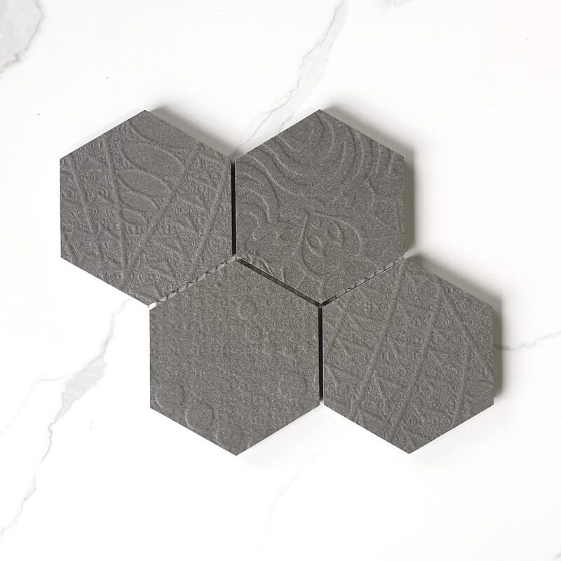 Durastone Steel Grey 3D Relief Hexagon Mosaic