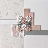 Antique Terrazzo, Inca Matt White, Mosaic Flower
