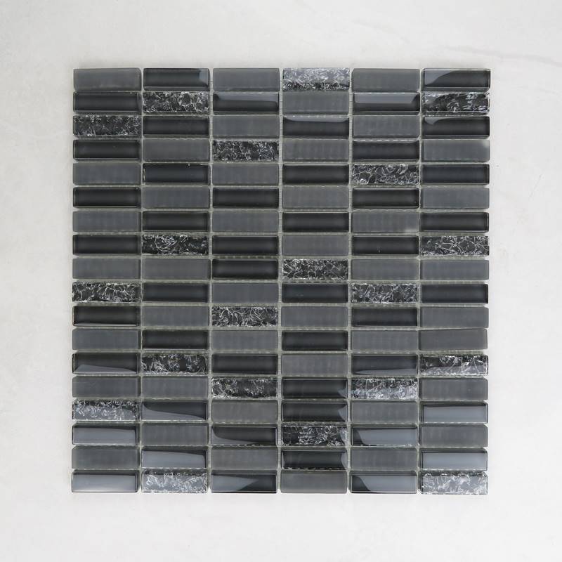 Charcoal Grey And Cracked Glass Mosaic Tile Sheets Tile Warehouse