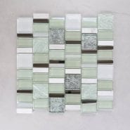Mint, White, Glass & Stainless Mixed Mosaic Tile Sheets
